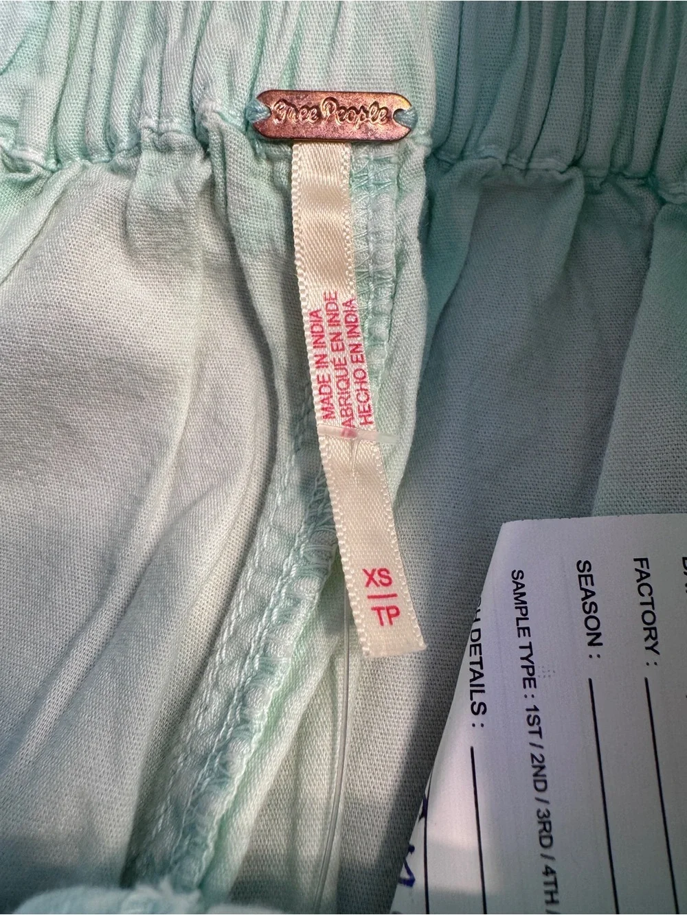 Free People Get Free Poplin Shorts Mineral Sea XS Sample NWOT MSRP $58